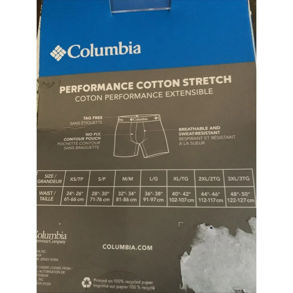 Columbia Performance Cotton Stretch Boxer Briefs Pack Of 4 Men Underwear Size‎ S